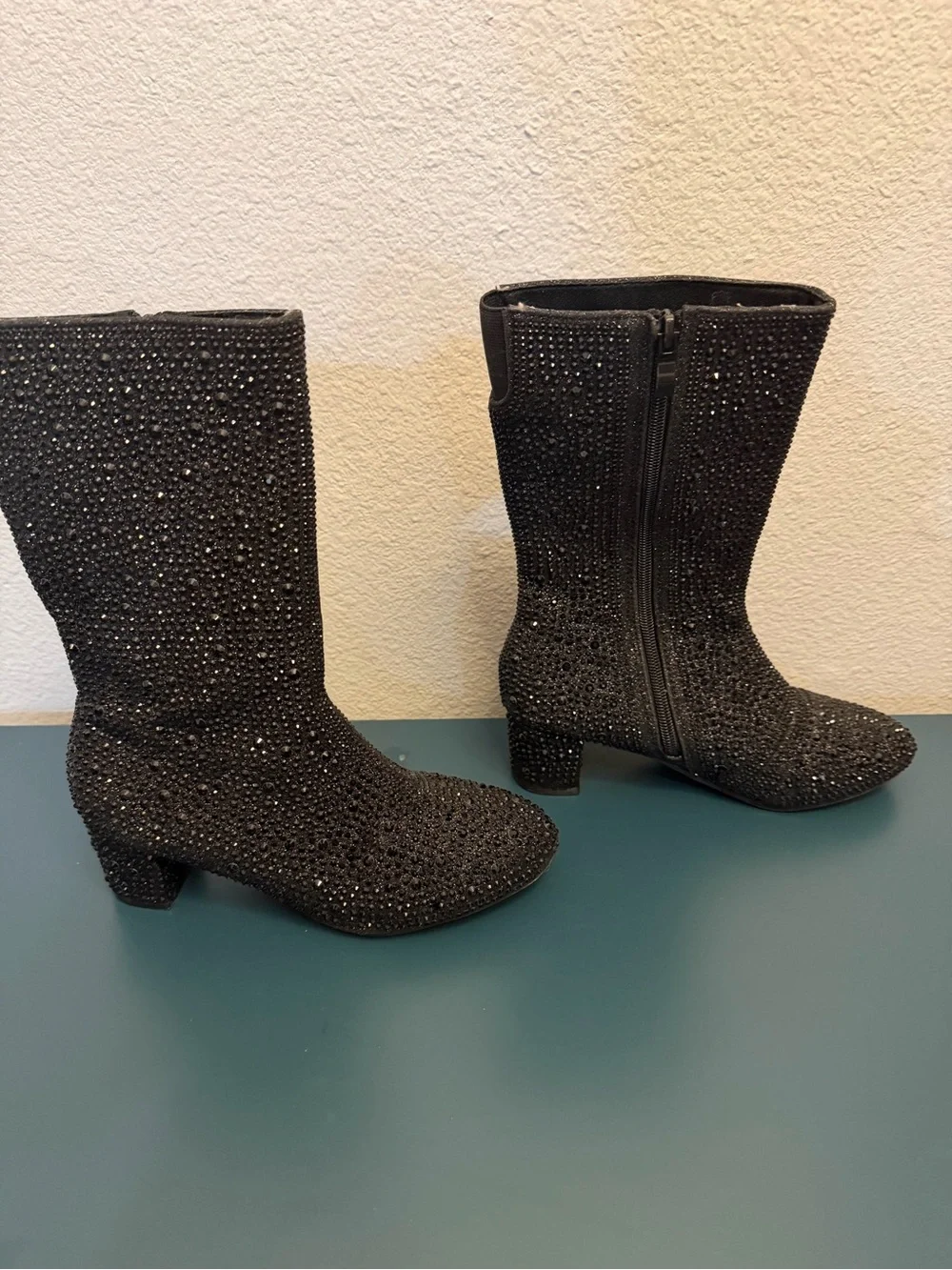 Link Black Crystal-Embellished Kids Dress boots